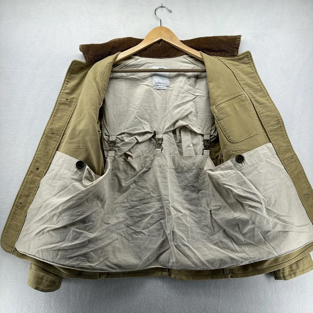 Visvim Jacket Mens Large Beige Canvas Corduroy Collar Workwear Made In Japan - Picture 7 of 11